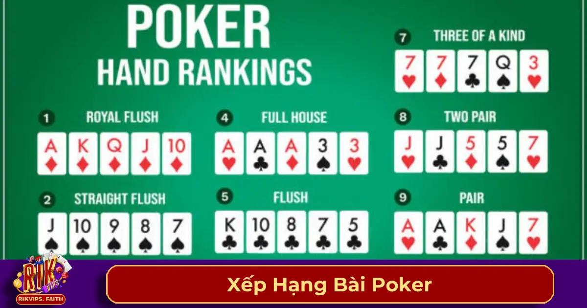 Xếp Hạng Bài Poker - Bảng Thứ Tự Chi Tiết Trên Rikvip 2 Các thứ hạng bài Poker từ cao đến thấp